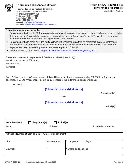 Forme LAT004F  Printable Pdf