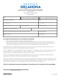 Document preview: Application for Designated Examiner - Oklahoma
