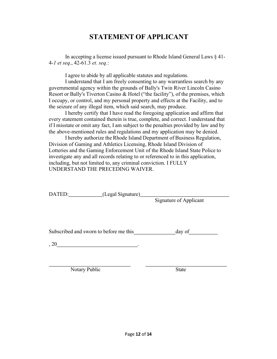 Service Employee Application - Rhode Island, Page 12