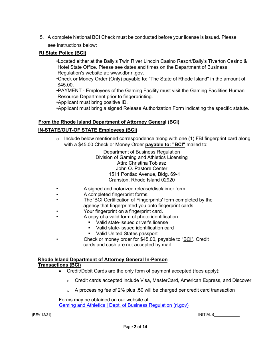 Service Employee Application - Rhode Island, Page 2