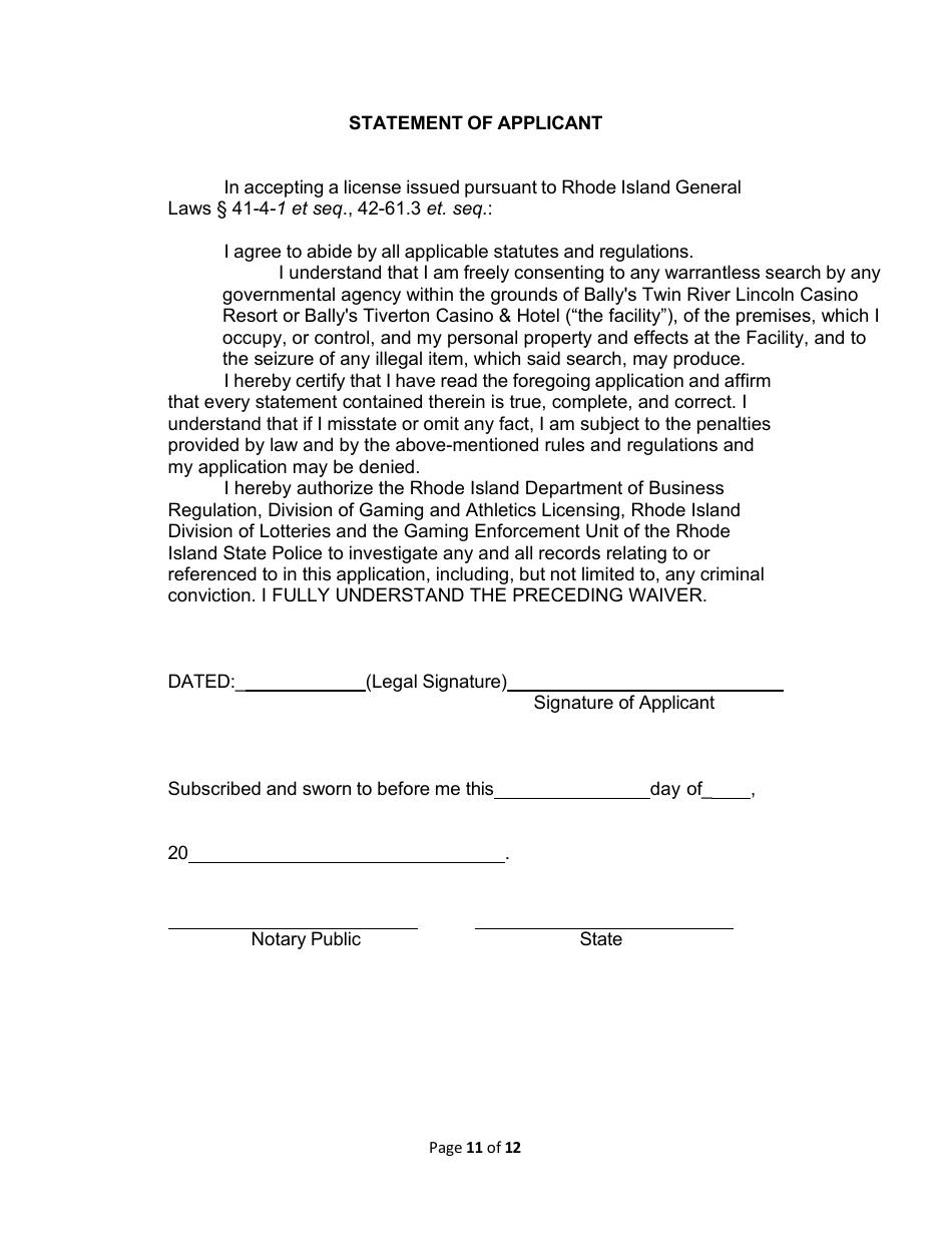 License Application for Non-facility / Vendor Employees - Rhode Island, Page 11