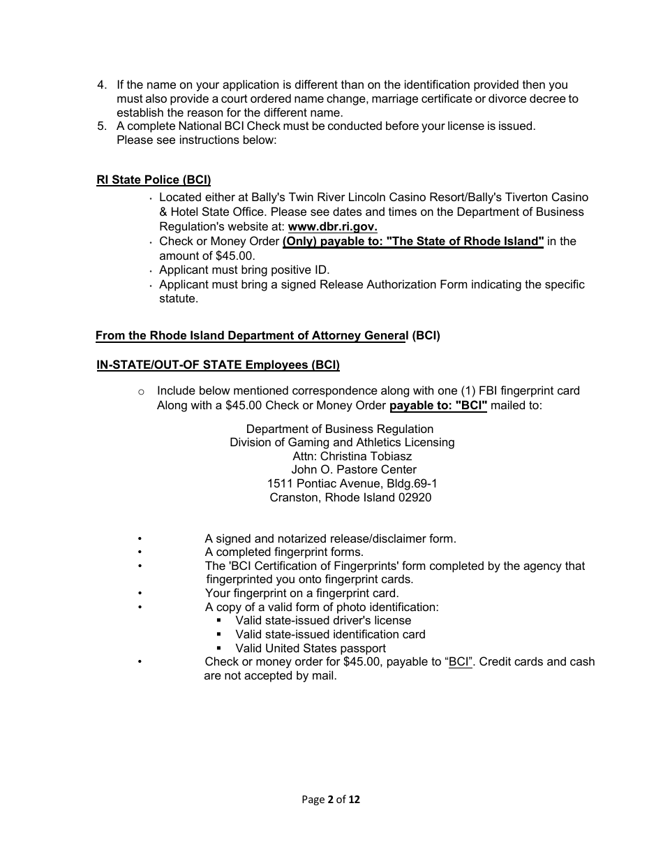 License Application for Non-facility / Vendor Employees - Rhode Island, Page 2