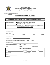 Document preview: Non-facility/Vendor Gaming Employees License Application - Rhode Island, 2024