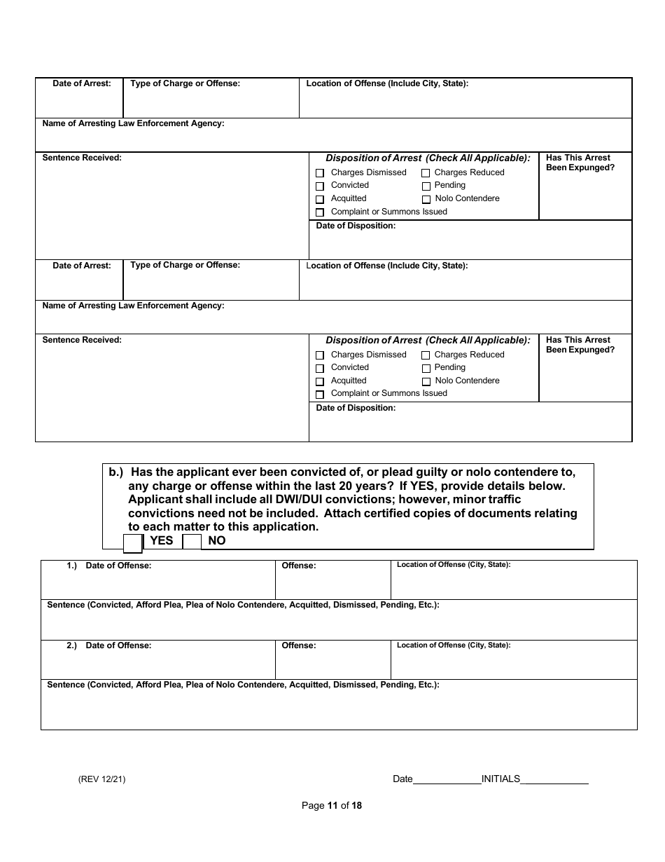 Non-facility / Vendor Gaming Employees License Application - Rhode Island, Page 11