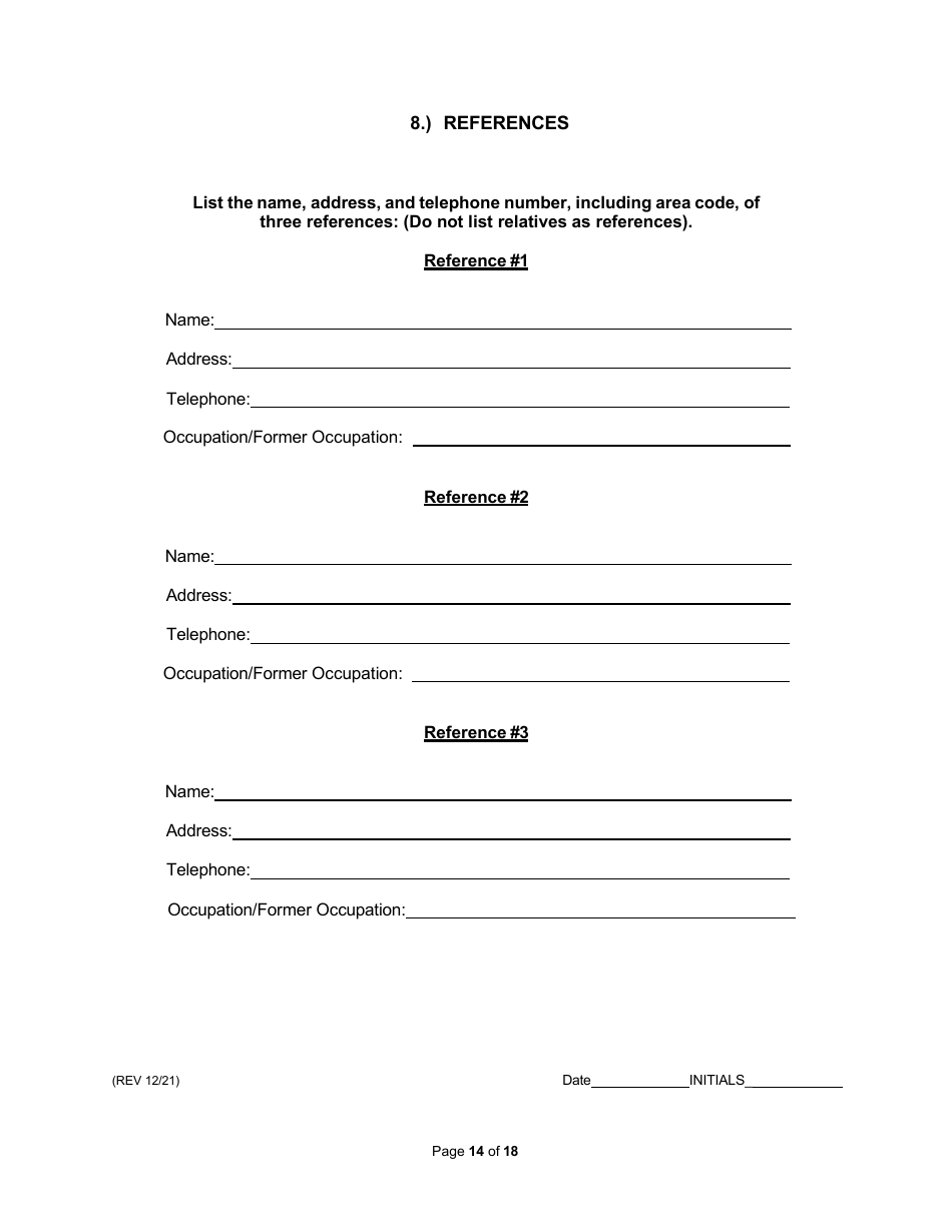 Non-facility / Vendor Gaming Employees License Application - Rhode Island, Page 14
