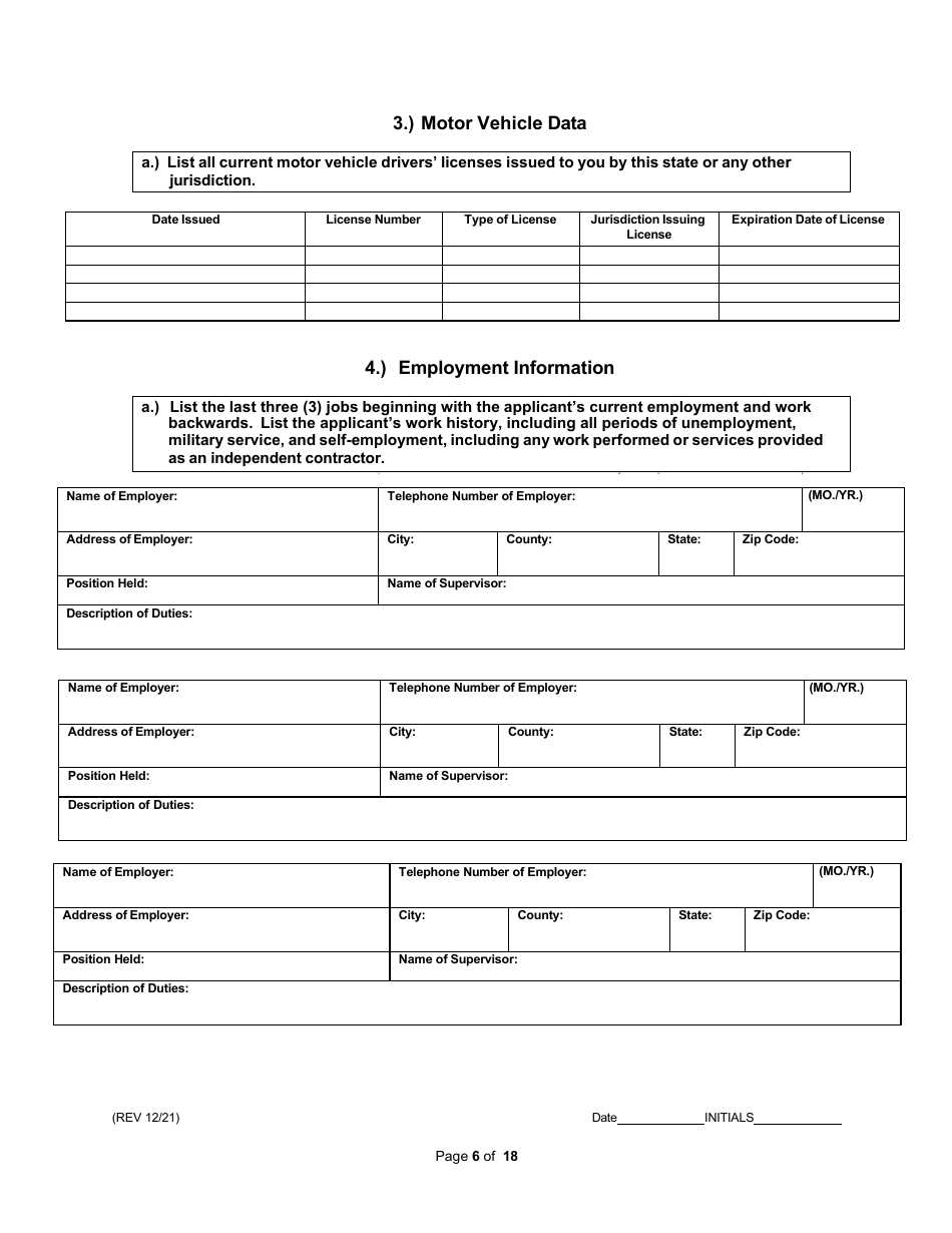 Non-facility / Vendor Gaming Employees License Application - Rhode Island, Page 6