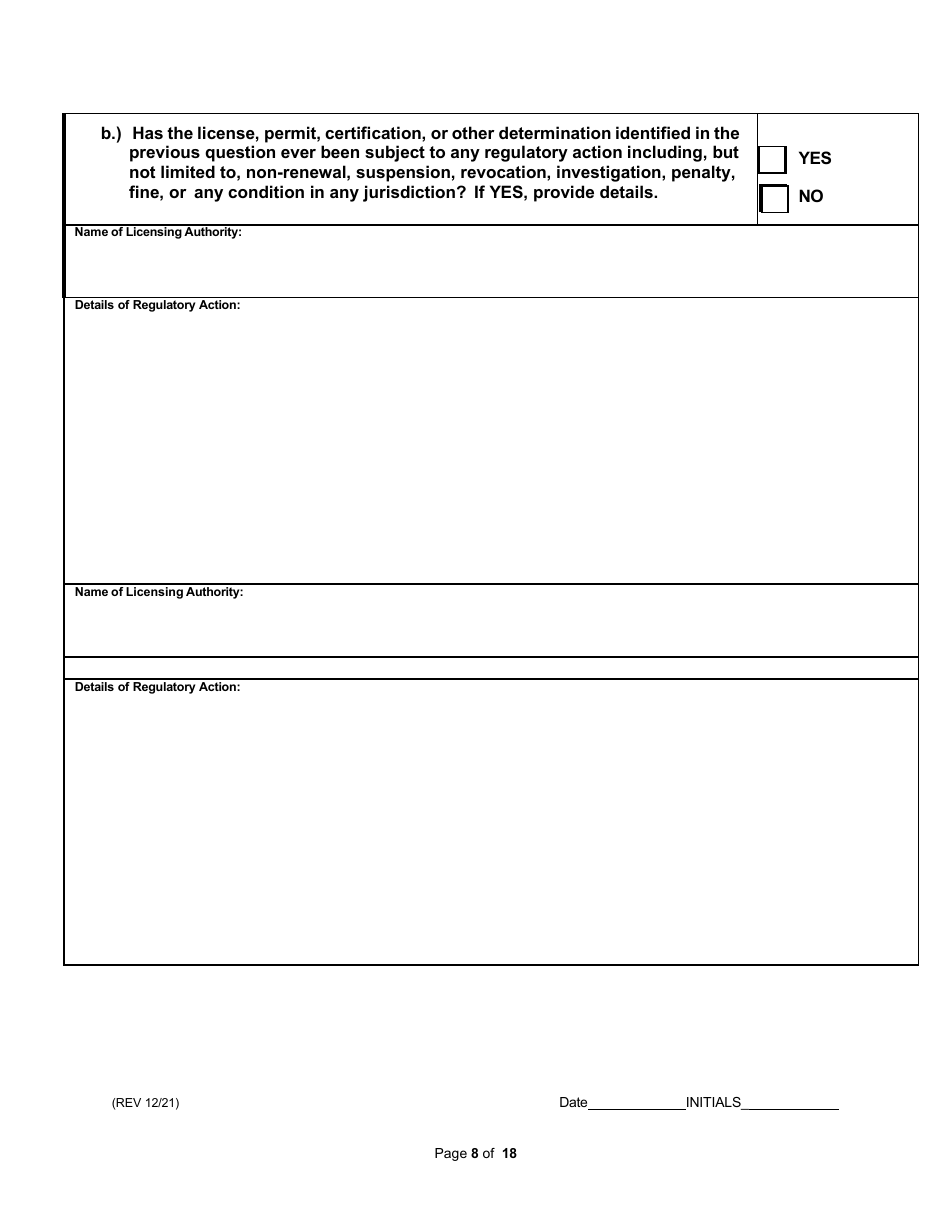Non-facility / Vendor Gaming Employees License Application - Rhode Island, Page 8