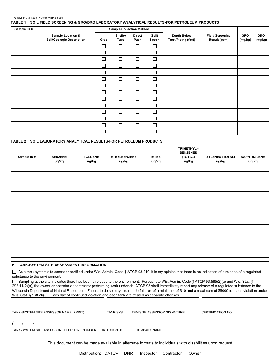 Form TR-WM-140 Download Printable PDF or Fill Online Tank System ...