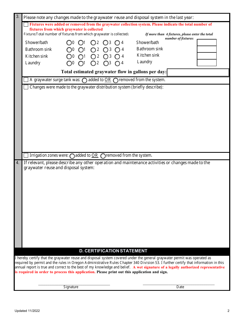 Annual Report Graywater Reuse and Disposal System General Permits - Oregon, Page 2