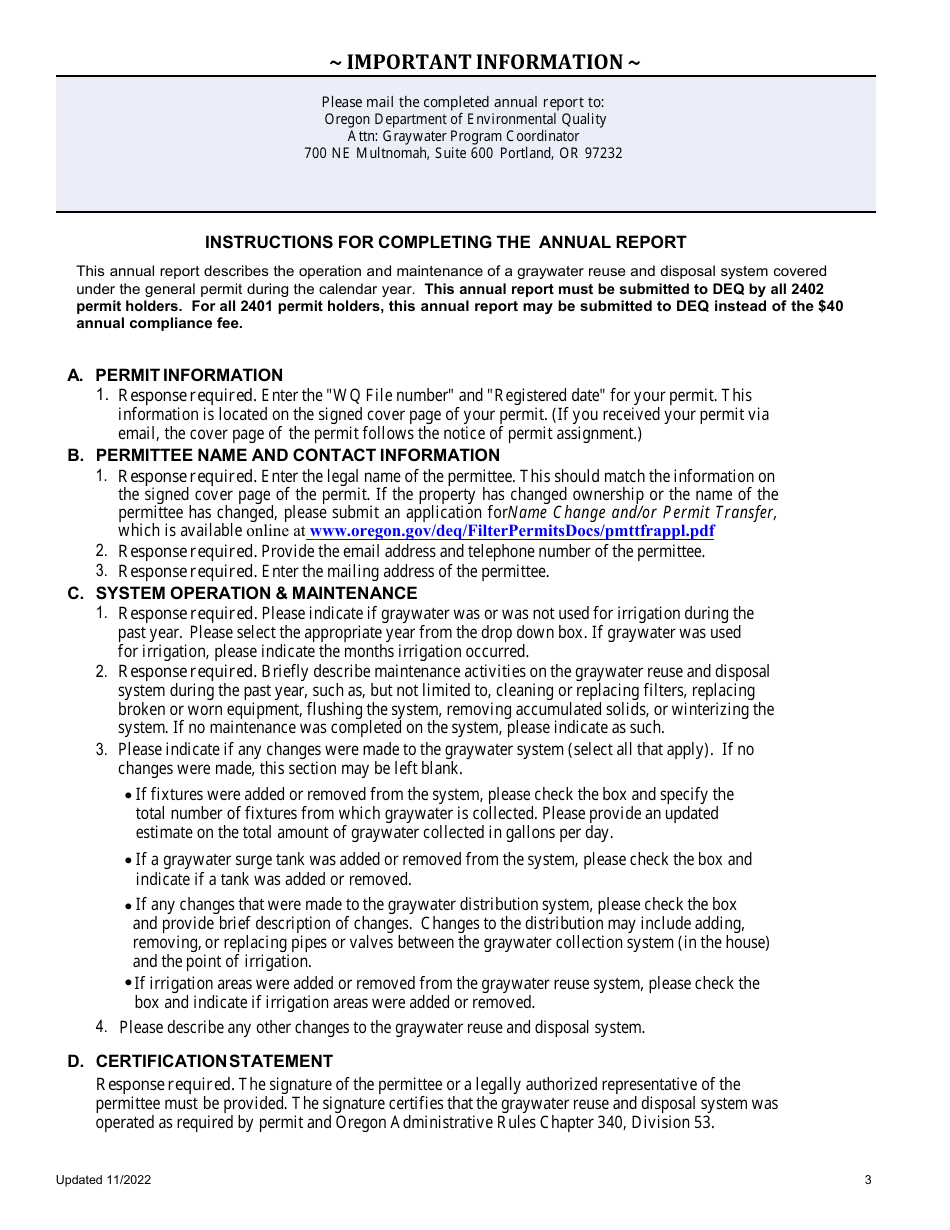 Annual Report Graywater Reuse and Disposal System General Permits - Oregon, Page 3