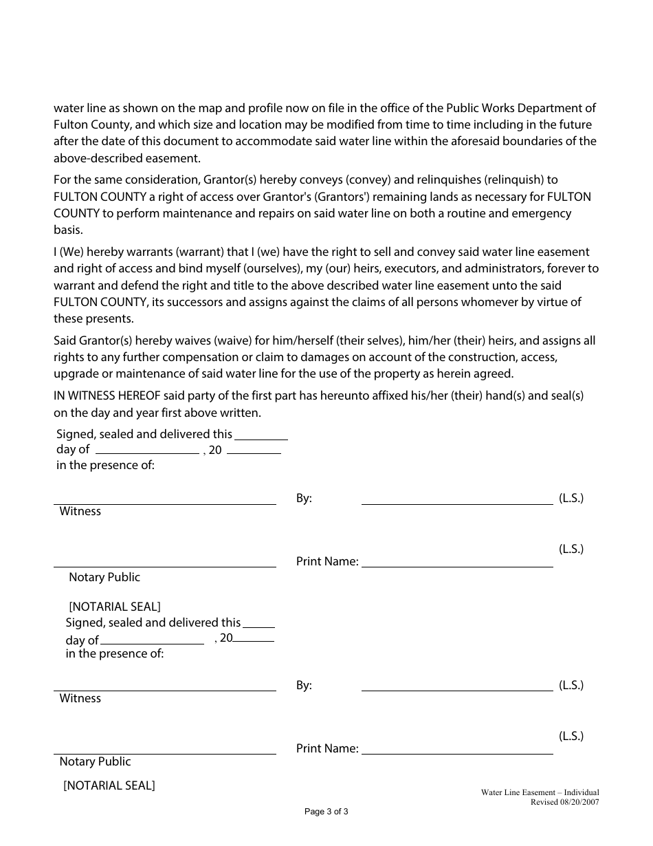 Waterline Easement Dedication Information Summary (Individual) - Fulton County, Georgia (United States), Page 3