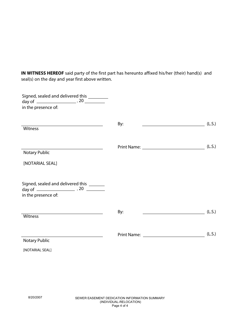 Sewer Easement Dedication Information Summary (Individual-Relocation) - Fulton County, Georgia (United States), Page 4