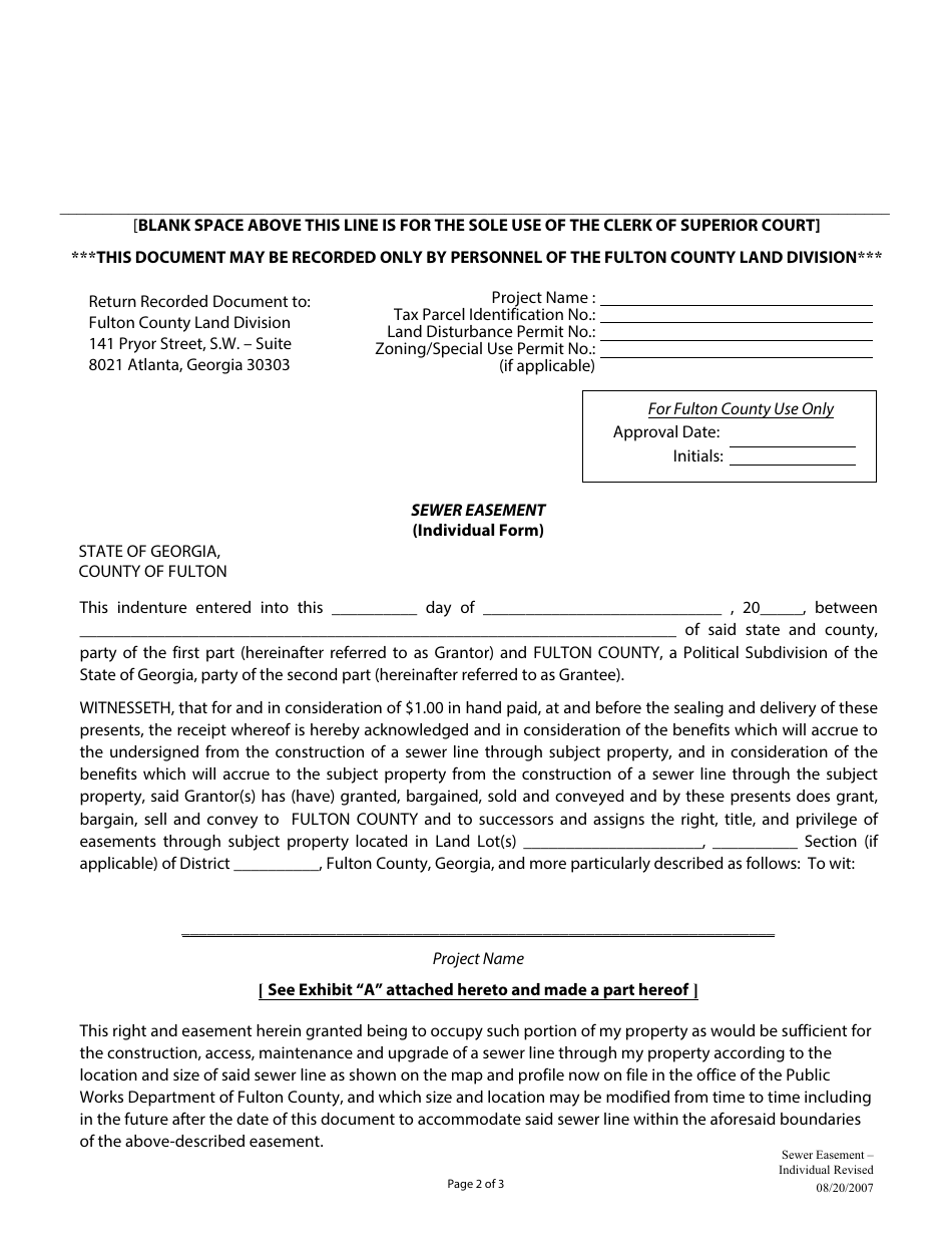 Sewer Easement Dedication Information Summary (Individual) - Fulton County, Georgia (United States), Page 2