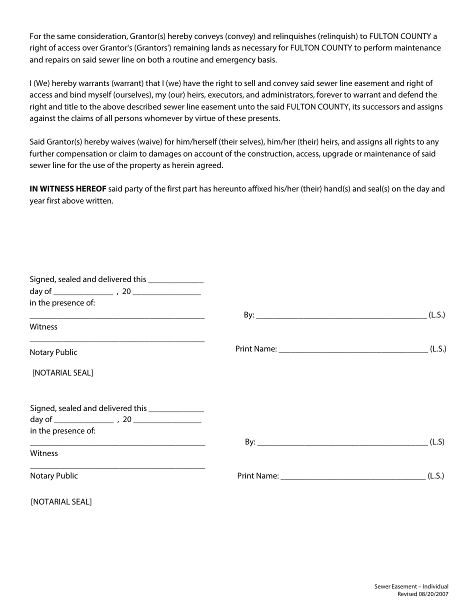 Sewer Easement Dedication Information Summary (Individual) - Fulton County, Georgia (United States), Page 3