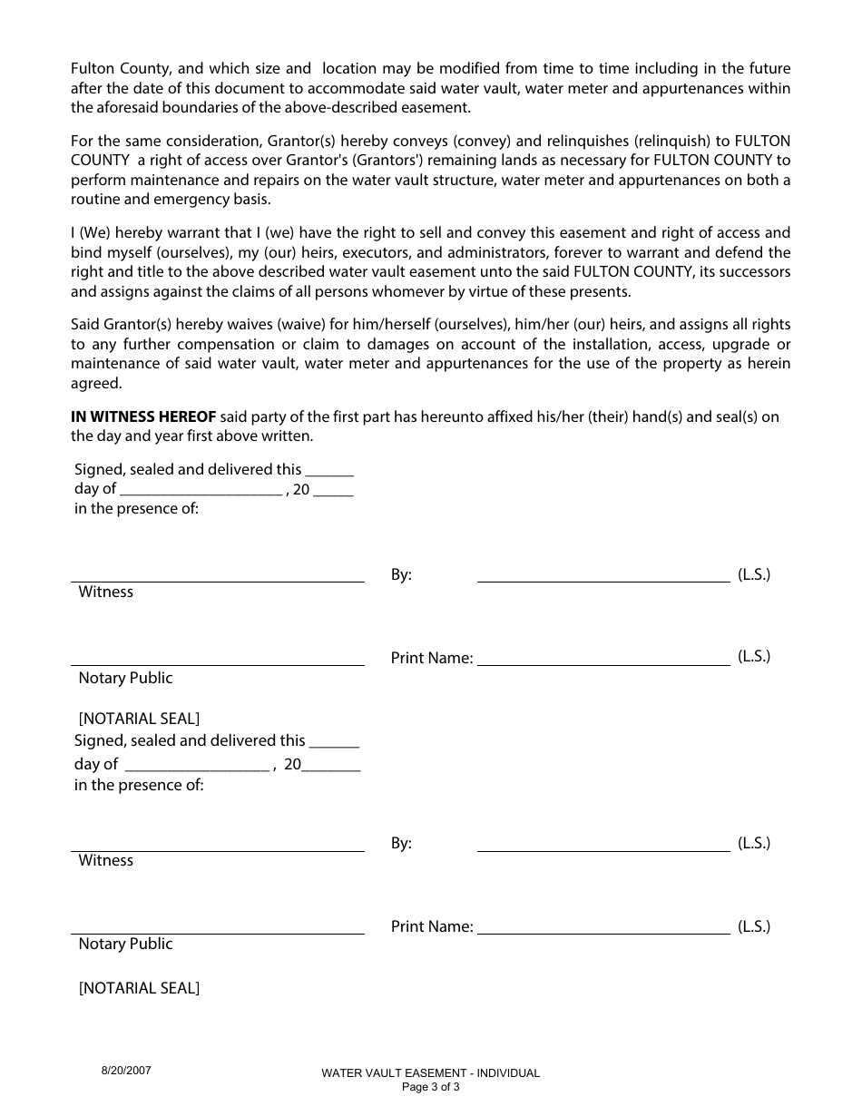 Water Vault Easement Dedication Information Summary (Individual) - Fulton County, Georgia (United States), Page 3