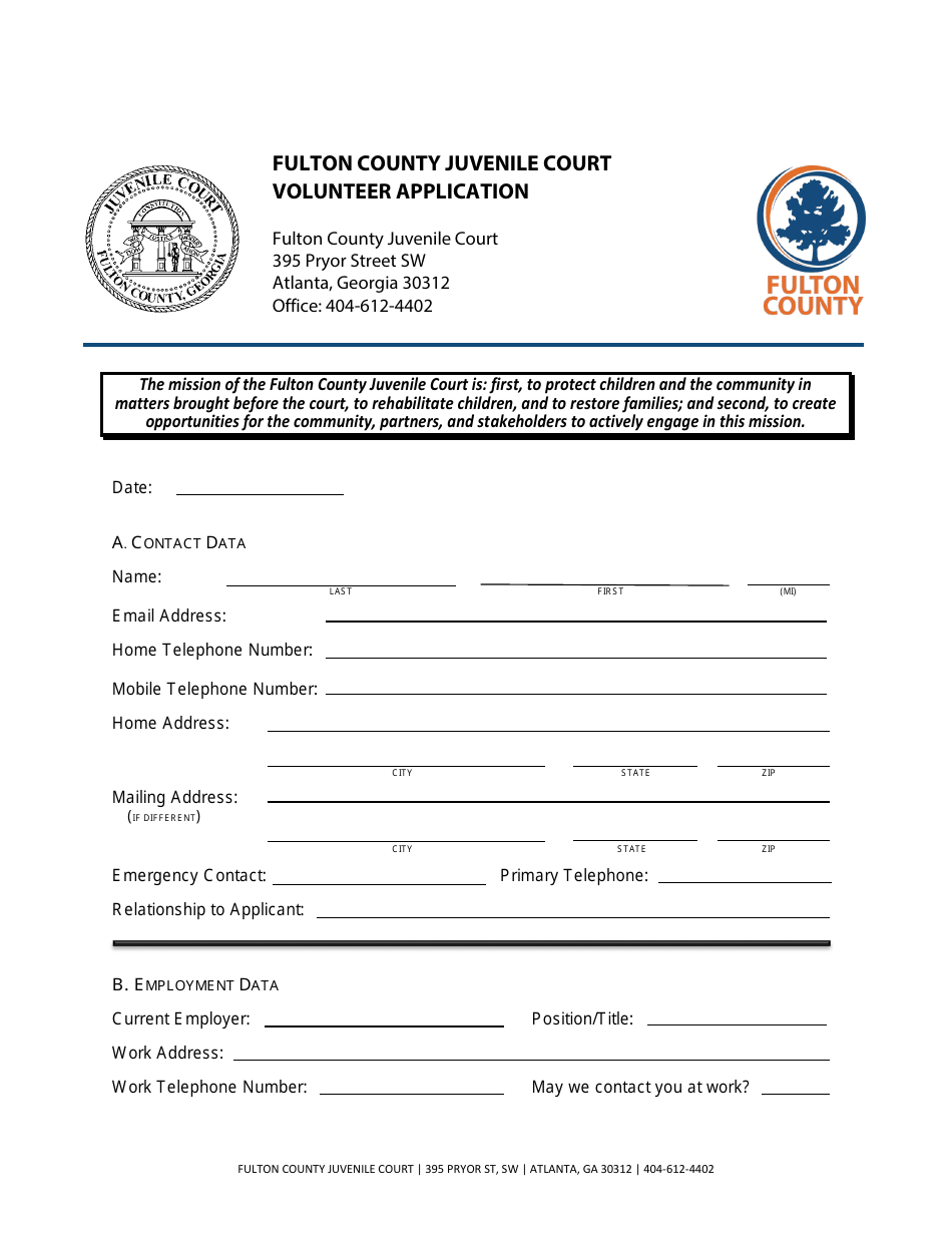 Volunteer Application - Fulton County, Georgia (United States), Page 1