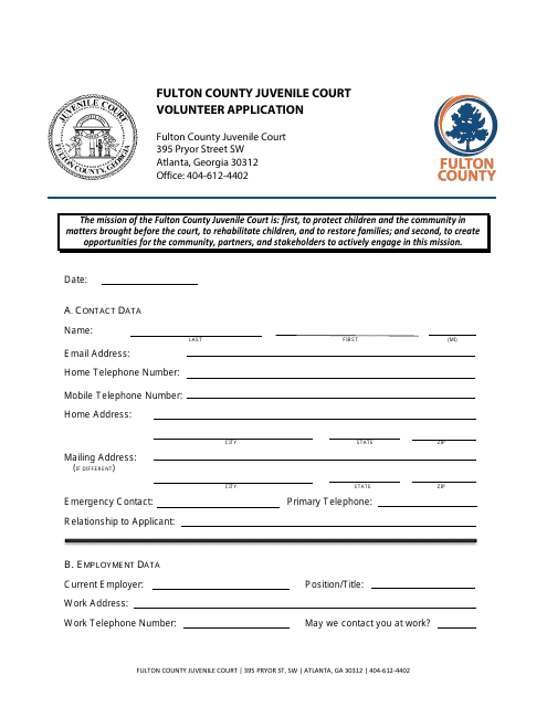 Volunteer Application - Fulton County, Georgia (United States) Download Pdf