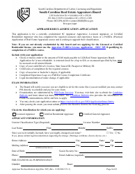 Document preview: Form DOC285 Appraiser Reclassification Application - South Carolina
