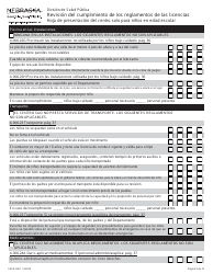 Formulario CRED-0967 Lista De Verification - Revision Del Cumplimiento De Los Reglamentos De Las Licencias - Nebraska (Spanish), Page 9