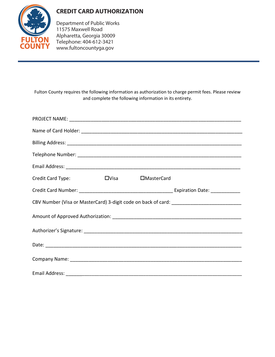 Credit Card Authorization - Fulton County, Georgia (United States), Page 1