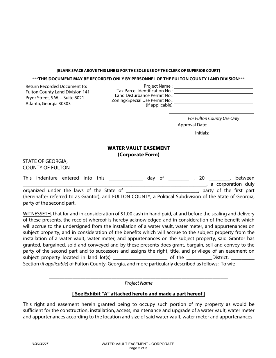 Water Vault Easement Dedication Information Summary (Corporate) - Fulton County, Georgia (United States), Page 2