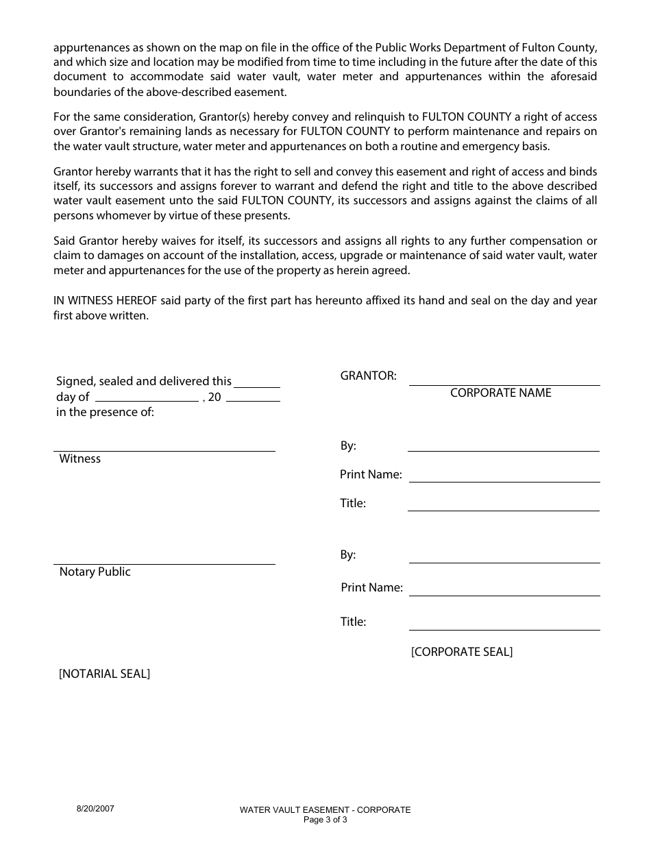 Water Vault Easement Dedication Information Summary (Corporate) - Fulton County, Georgia (United States), Page 3
