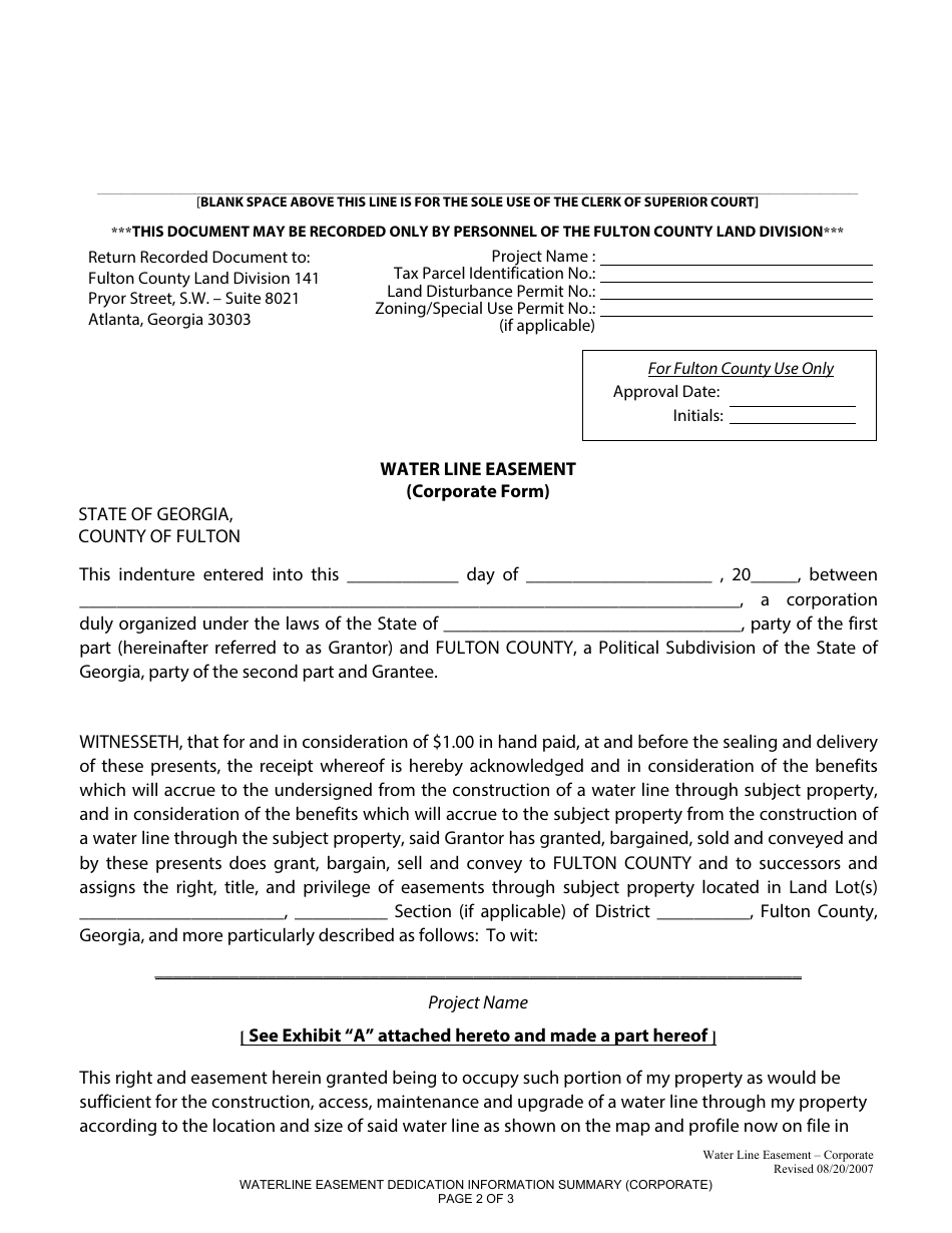 Waterline Easement Dedication Information Summary (Corporate) - Fulton County, Georgia (United States), Page 2