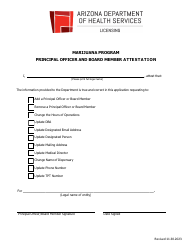 Document preview: Principal Officer and Board Member Information Update Attestation - Marijuana Program - Arizona