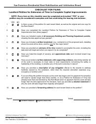 Form 535 Landlord Petition for Extension of Time to Complete Capital Improvements - City and County of San Francisco, California
