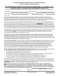 Document preview: Form 540 Water Revenue Bond Passthrough Worksheet (For Multiple Years) - City and County of San Francisco, California