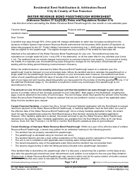 Form 539 Water Revenue Bond Passthrough Worksheet - City and County of San Francisco, California