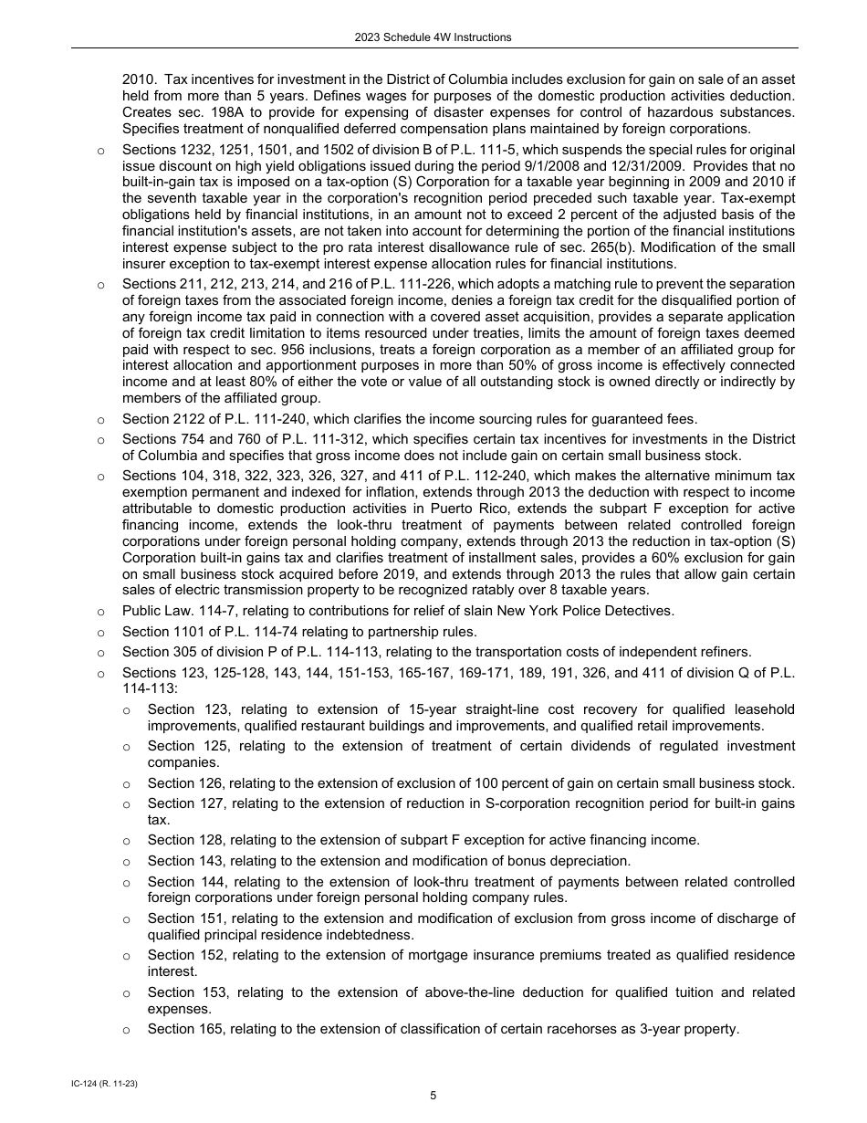 Instructions for Form IC-024 Schedule 4W Wisconsin Subtractions From Federal Income - Wisconsin, Page 5