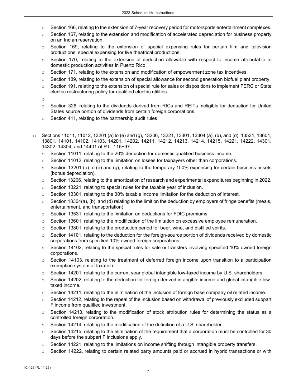 Instructions for Form IC-023 Schedule 4V Wisconsin Additions to Federal Income - Wisconsin, Page 7