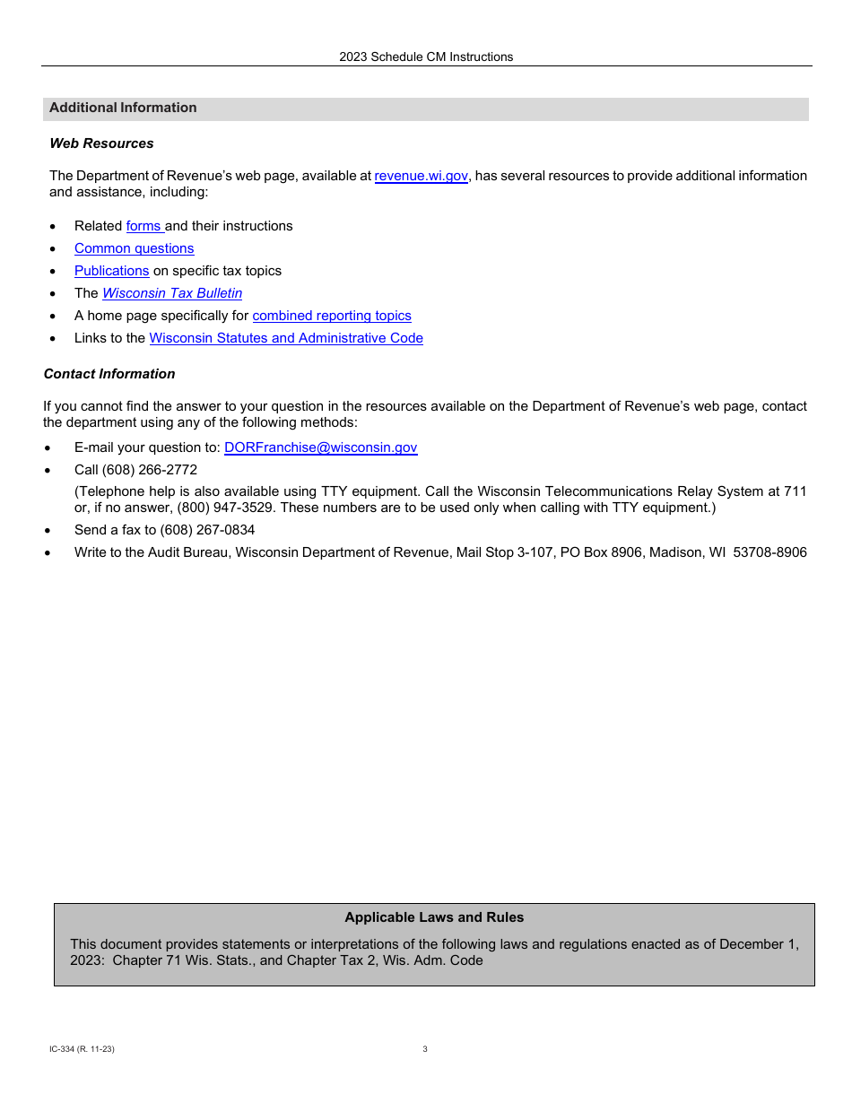 Instructions for Form IC-234 Schedule CM Community Rehabilitation Program Credit - Wisconsin, Page 3
