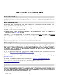 Document preview: Instructions for Form IC-016 Schedule MA-M Wisconsin Manufacturing Credit - Wisconsin