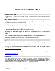 Document preview: Instructions for Form IC-015 Schedule MA-A Wisconsin Agricultural Credit - Wisconsin
