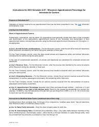 Instructions for Form IC-305 Schedule A-07 Wisconsin Apportionment Percentage for Interstate Air Carriers - Wisconsin