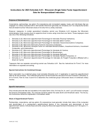 Instructions for Form IC-043 Schedule A-01 Wisconsin Single Sales Factor Apportionment Data for Nonspecialized Industries - Wisconsin