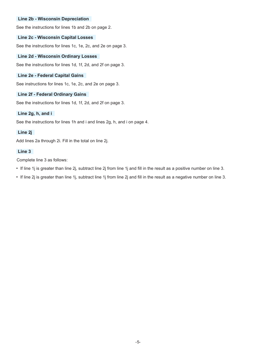 Instructions for Form I-028 Schedule I Adjustments to Convert Federal Adjusted Gross Income and Itemized Deductions to the Amounts Allowable for Wisconsin - Wisconsin, Page 5