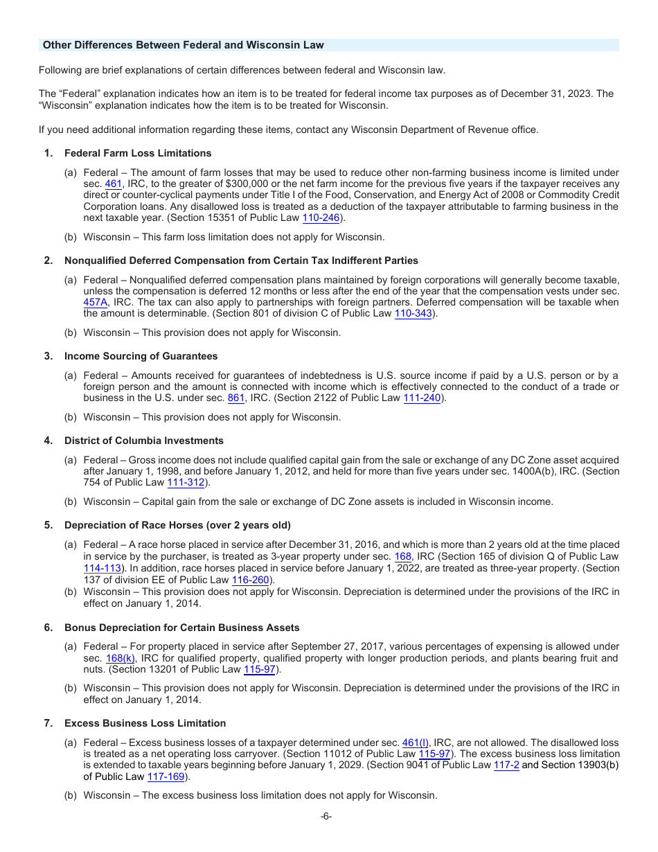 Instructions for Form I-028 Schedule I Adjustments to Convert Federal Adjusted Gross Income and Itemized Deductions to the Amounts Allowable for Wisconsin - Wisconsin, Page 6