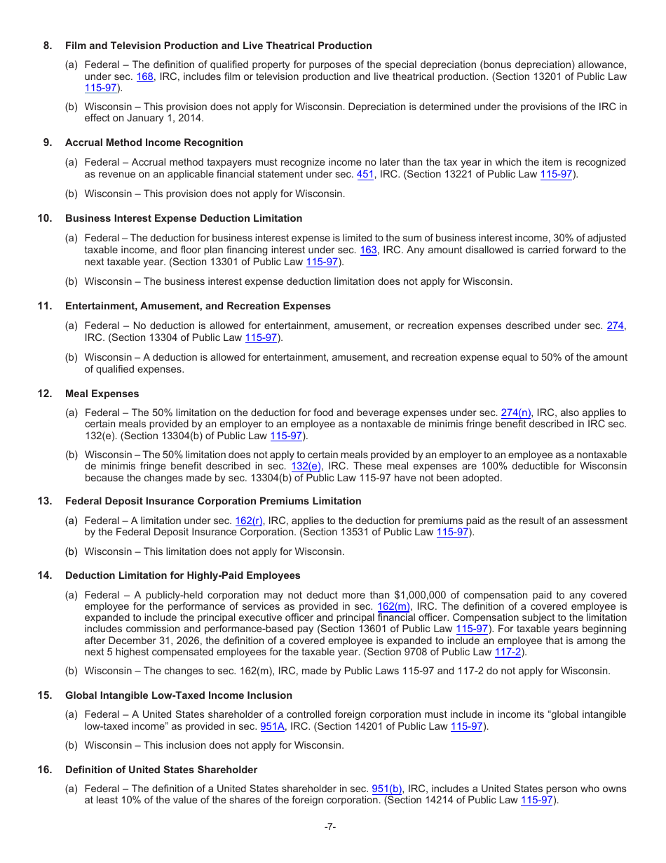 Instructions for Form I-028 Schedule I Adjustments to Convert Federal Adjusted Gross Income and Itemized Deductions to the Amounts Allowable for Wisconsin - Wisconsin, Page 7