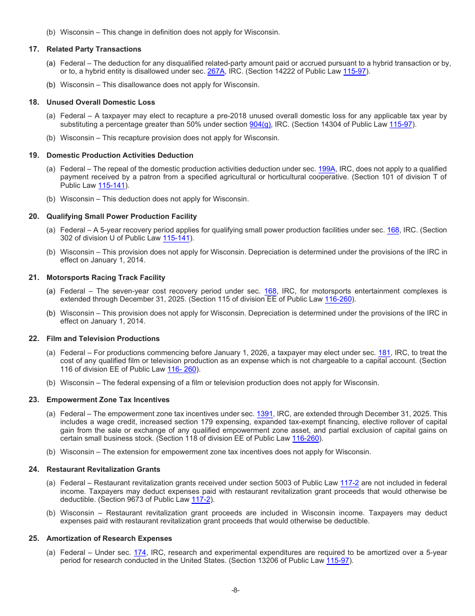 Instructions for Form I-028 Schedule I Adjustments to Convert Federal Adjusted Gross Income and Itemized Deductions to the Amounts Allowable for Wisconsin - Wisconsin, Page 8