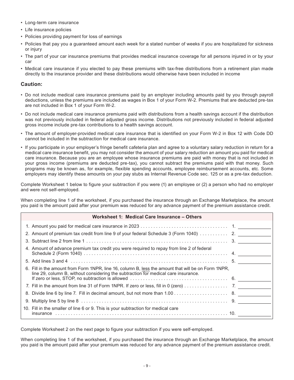 Instructions for Form I-053I Schedule M Additions to and Subtractions From Income - Wisconsin, Page 9