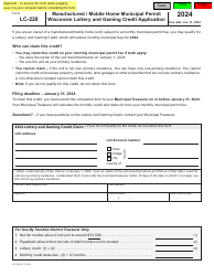 Document preview: Form LC-220 Manufactured/Mobile Home Municipal Permit - Wisconsin Lottery and Gaming Credit Application - Wisconsin, 2024