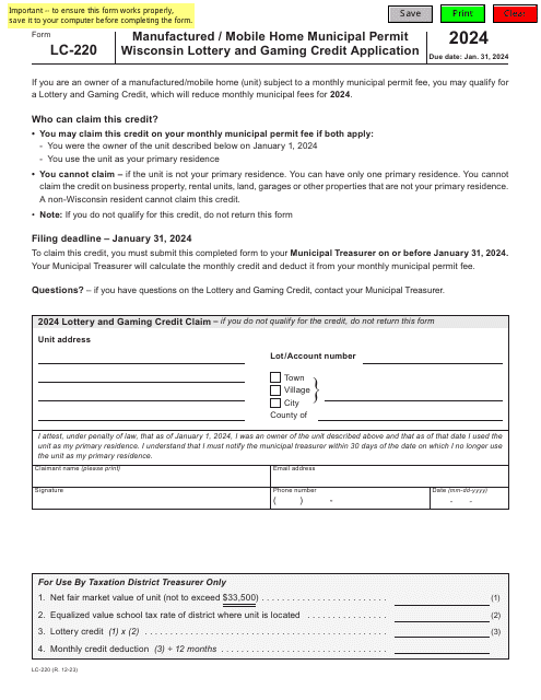 Form LC-220 2024 Printable Pdf