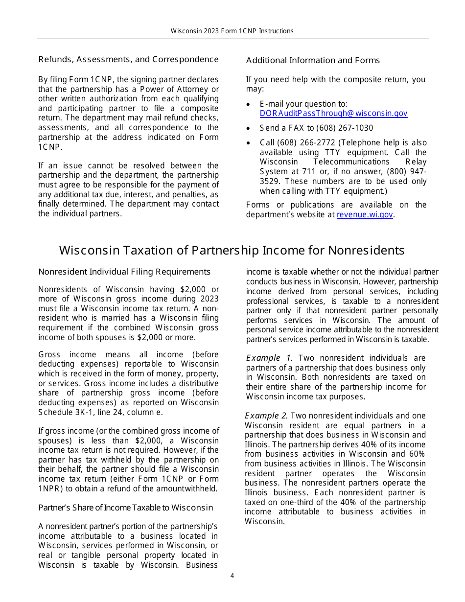 Instructions for Form 1CNP, IP-031 Composite Wisconsin Individual Incom - Wisconsin, Page 4