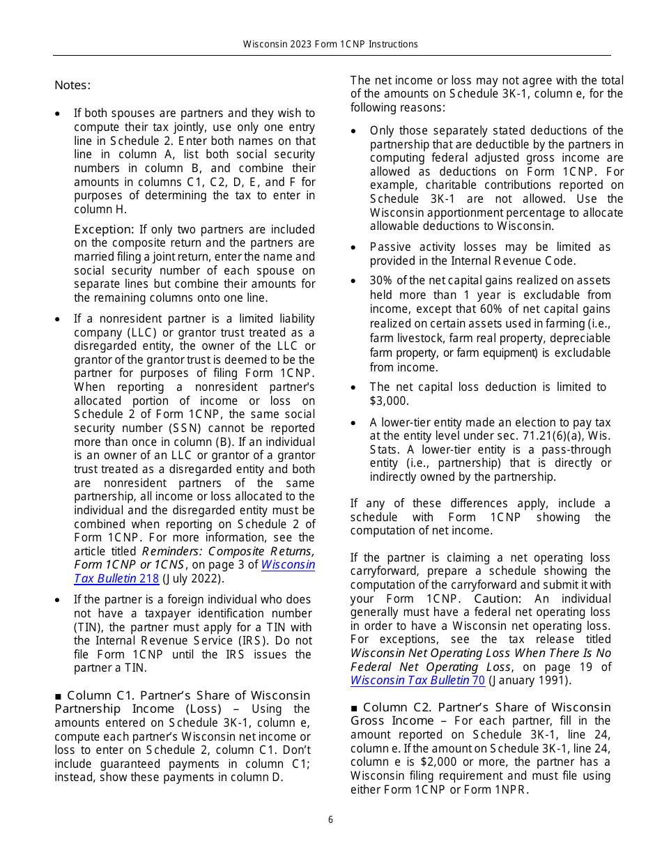 Instructions for Form 1CNP, IP-031 Composite Wisconsin Individual Incom - Wisconsin, Page 6