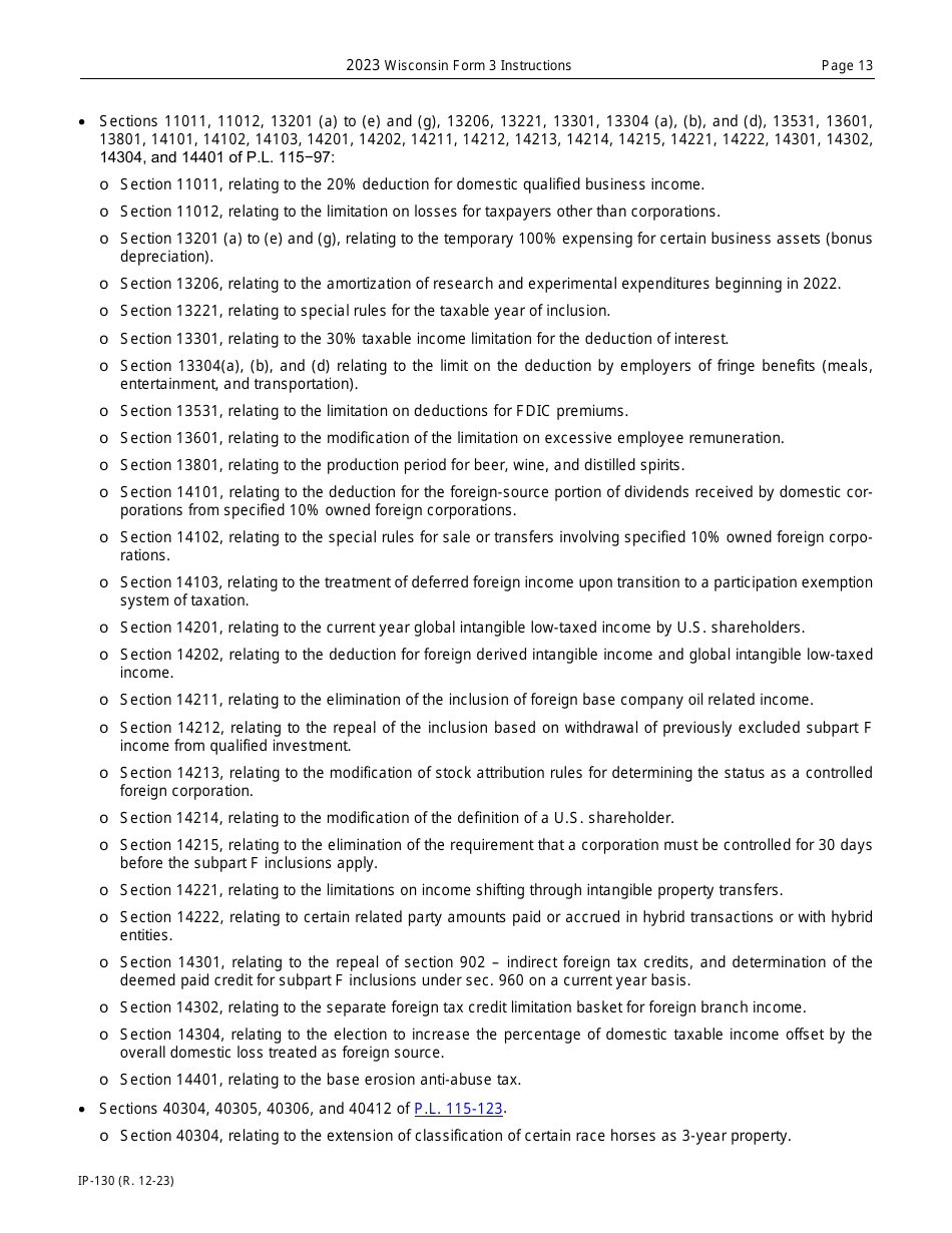 Instructions for Form 3, IP-030 Wisconsin Partnership Return - Wisconsin, Page 13