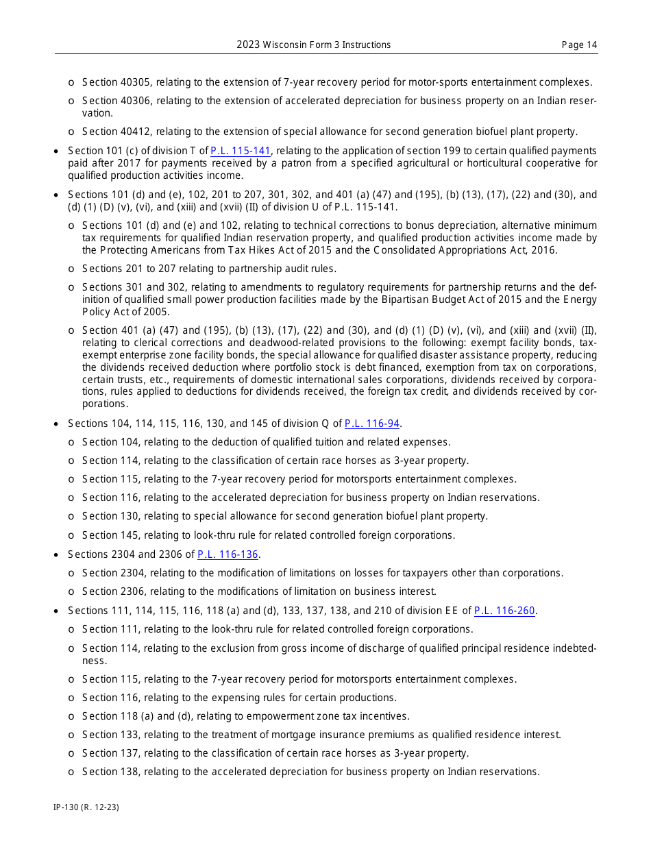 Instructions for Form 3, IP-030 Wisconsin Partnership Return - Wisconsin, Page 14