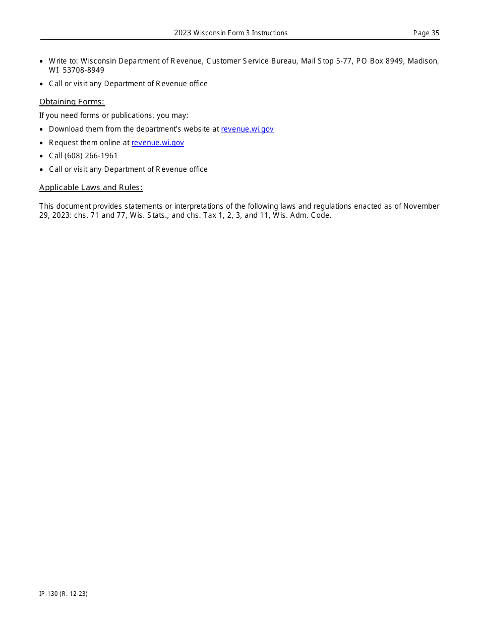 Instructions for Form 3, IP-030 Wisconsin Partnership Return - Wisconsin, Page 35